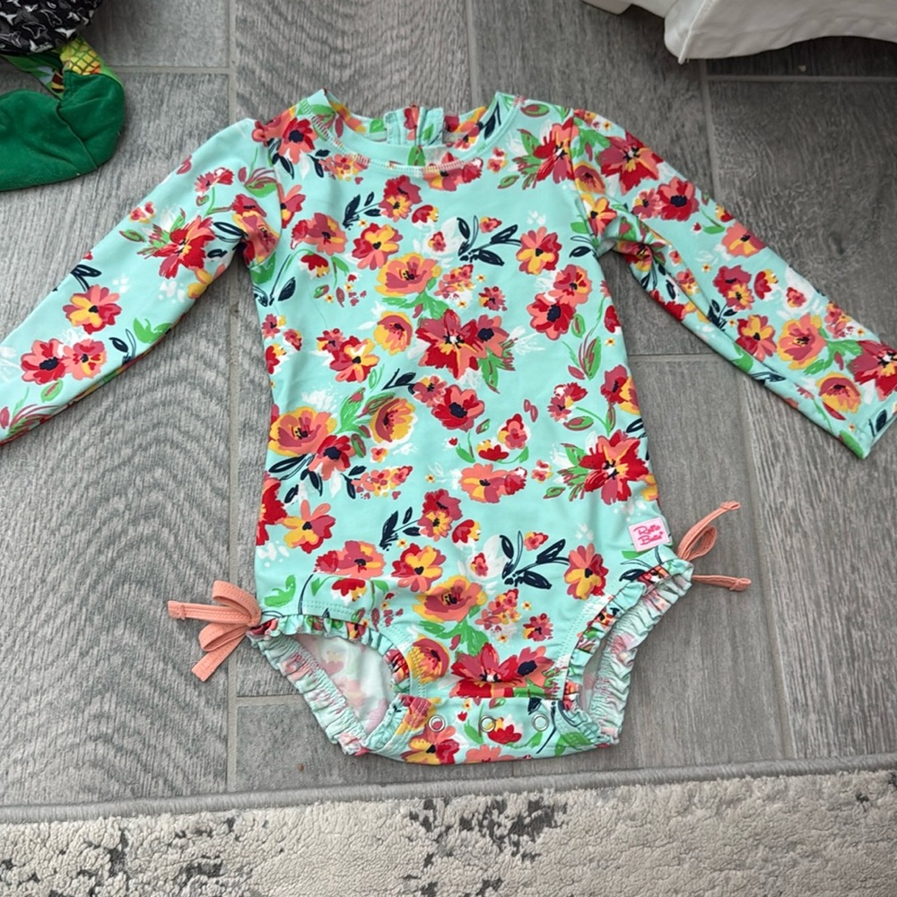 Baby girls RuffleButts Long Sleeve Bathing Suit